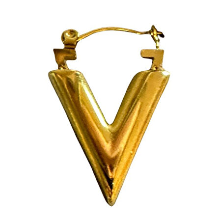 Uretti - İREM 3914 5710 V Detay Gold Çelik Küpe