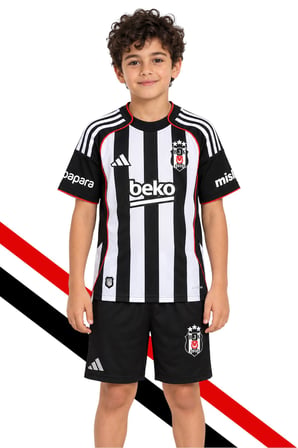 ADİDAS BEŞİKTAŞ FORMA 25-26 SEZON ÇUBUKLU ÇOCUK FORMASI VE ŞORT TAKIM