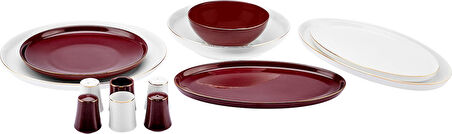 Karaca Elara New Bone 57 Parça 12 Kişilik Yemek Takımı Red-white