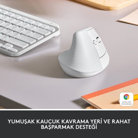 Logitech Lift Sessiz Kablosuz Ergonomik Dikey Mouse - Beyaz