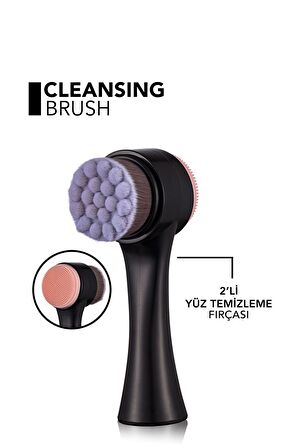 Flormar Ergonomik Saplı İkili Yüz Temizleme Fırçası - Face Cleansing Brush - 024 - 8690604597895