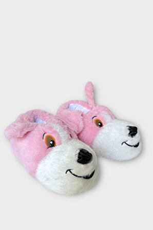 Unisex Sevimli Köpek Figürlü Kaymaz ve Ses Yapmaz Taban Ev Panduf PUDRA