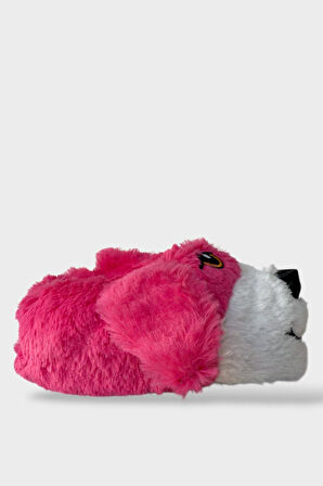 Unisex Sevimli Köpek Figürlü Kaymaz ve Ses Yapmaz Taban Ev Panduf PEMBE