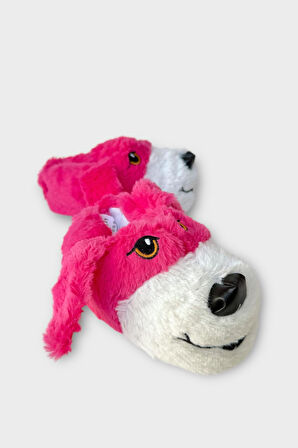 Unisex Sevimli Köpek Figürlü Kaymaz ve Ses Yapmaz Taban Ev Panduf PEMBE