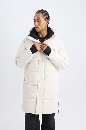 DeFactoFit Su Geçirmez Uzun Mont Parka Fermuarlı Çıtçıtlı Cepli Su İtici Kapüşonlu C6064AX24WNBG715