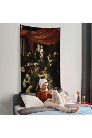 Caravaggio - Tesbih Madonnası Duvar Örtüsü - Madonna of the Rosary-7360