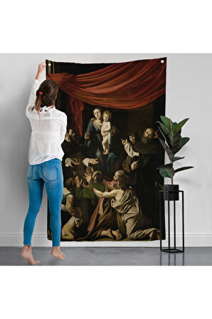 Caravaggio - Tesbih Madonnası Duvar Örtüsü - Madonna of the Rosary-7360