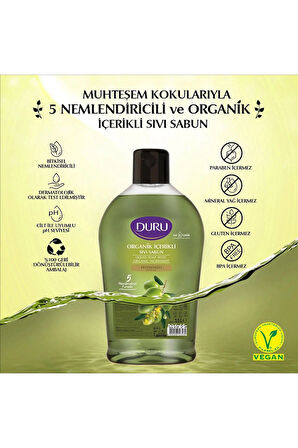 Duru Sıvı Sabun Organik İçerikli Zeytinyağlı 1500 ml x 3 adet