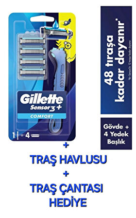 Gillette Sensor3+ Comfort 4'lü Yedek Bıçağı Başlıklı Tıraş Makinesi Hediyeli