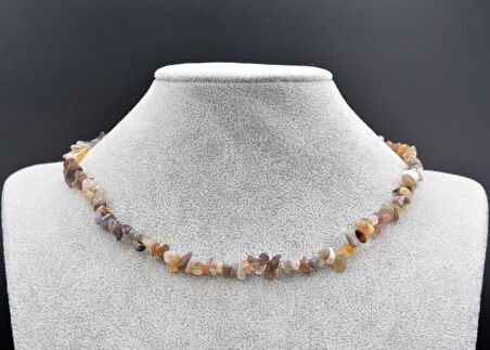 HAKİKİ DOĞAL KIRIK TAŞ BOTSWANA AKİK TAŞI BİLEKLİK VE KOLYE SETİ