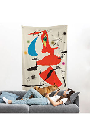 Joan Miro - Sürreal Soyut Duvar Örtüsü-7365