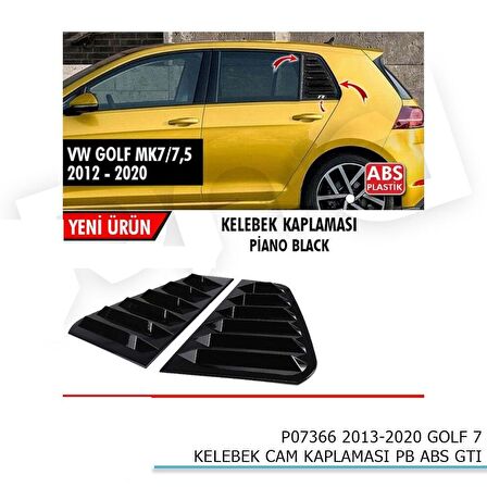 Volkswagen Golf 7 - 7.5 Kelebek Cam Kaplama Vizörü Parlak Siyah
