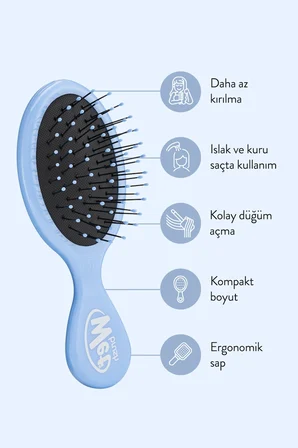 Wet Brush Mini Detangler Dolaşık Açıcı Saç Fırçası - Açık Mavi