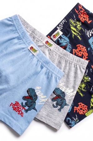 Öts Erkek Çocuk 3’lü Pamuklu Boxer Baskılı Ergonomik Tasarım (7367-3)
