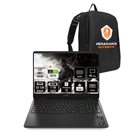 HP OMEN 16 i7 14650HX 32GB RAM 1TB SSD RTX5070/8GB 165Hz 16'' 2K WUXGA W11P Gaming Laptop & ÇANTA