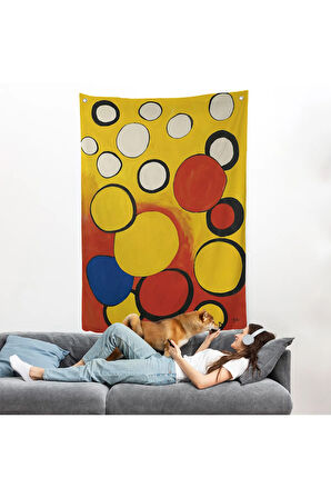 Alexander Calder - Sarı ve Kırmızı Küreler Duvar Örtüsü - Orbs on Yellow and Red-7367