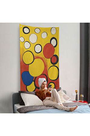 Alexander Calder - Sarı ve Kırmızı Küreler Duvar Örtüsü - Orbs on Yellow and Red-7367