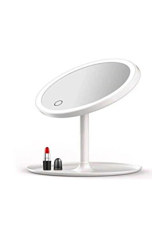 SONX  Dokunmatik Led Işıklı Usb Li Yuvarlak Masa Üstü Makyaj Aynası Makyaj Aynası Ledli