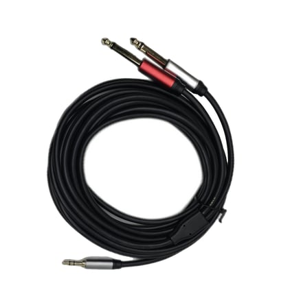 5 Metre 3.5 Mm To 2 X 6.35 Mm Ses Kablosu - Aux To Çivi Jak Mikser Ve Amfi Bağlantı Kablosu