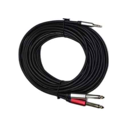 10 Metre 3.5 Mm To 2 X 6.35 Mm Ses Kablosu - Aux To Çivi Jak Mikser Ve Amfi Bağlantı Kablosu