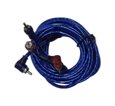 5 Metre 2 Rca To 2 Rca Oto Amfi Kablosu - Şeffaf Mavi Ses Aktarım Kablosu - Kırmızı Mavi Tos Fiş