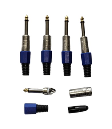 5 Adet 6.35 Mm Mono Çivi Jak Seti - Altın Uçlu Profesyonel Gitar Ve Amfi Konnektör
