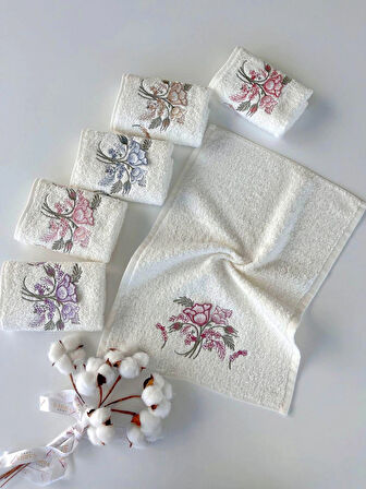 MYSOFT 6'LI 30X50 3D NAKIŞLI HAVLU - SÜMBÜL