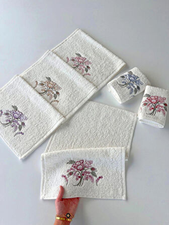 MYSOFT 6'LI 30X50 3D NAKIŞLI HAVLU - SÜMBÜL