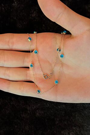 14 Ayar Altın Göz Detaylı Kolye