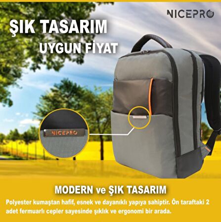 NPO Business Elite 15,6"-16" Notebook Sırt Çantası-Gri