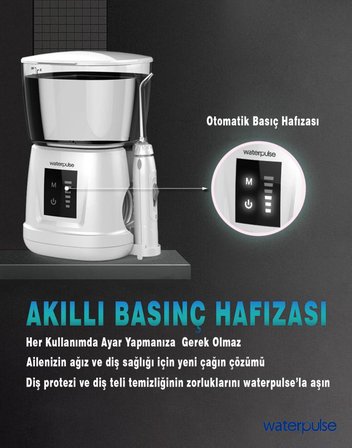 WaterPulse WP-V700Plus-W Water Flosser Profesyonel, Masajlı, 1000ml Diş/Protez Bakım ve Ağız Duşu