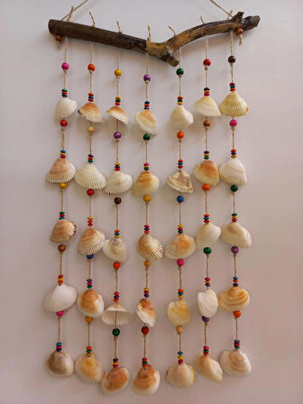 Renkli Boncuklu Deniz Kabuğu Figürlü 6'lı Rüzgar Gülü