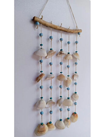 Mavi Boncuklu Deniz Kabuğu Figürlü Rüzgar Gülü