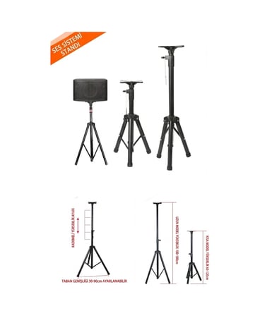 Profesyonel Yükseklik Ayarlı Hoparlör Standı Tripod Ayaklı Ses Sistemi Sehpası