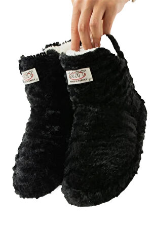 Kadın Panduf Kaydırmaz Taban Ev Botu Kalın Hafif Taban SİYAH