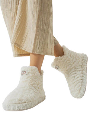 Kadın Panduf Kaydırmaz Taban Ev Botu Kalın Hafif Taban BEYAZ