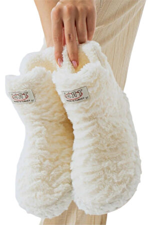 Kadın Panduf Kaydırmaz Taban Ev Botu Kalın Hafif Taban BEYAZ