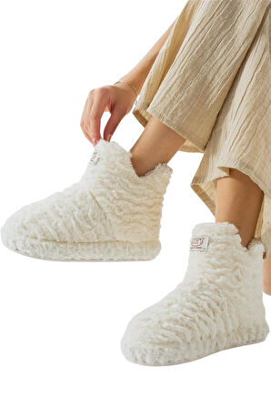 Kadın Panduf Kaydırmaz Taban Ev Botu Kalın Hafif Taban BEYAZ