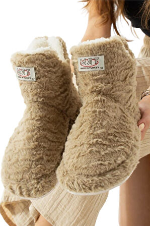 Kadın Panduf Kaydırmaz Taban Ev Botu Kalın Hafif Taban BEJ