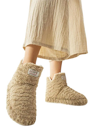 Kadın Panduf Kaydırmaz Taban Ev Botu Kalın Hafif Taban BEJ