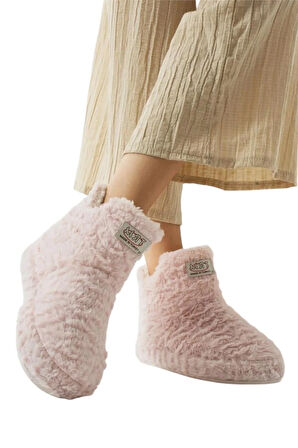 Kadın Panduf Kaydırmaz Taban Ev Botu Kalın Hafif Taban PUDRA