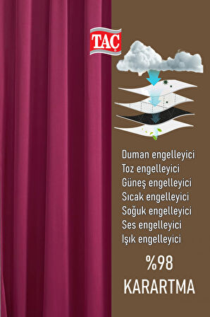 Taç 4 Katmanlı Bordo Güneşlik Perde - Toz Önleyici, Ses Yalıtımı, Sıcak ve Soğuk Yalıtımı