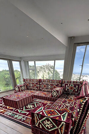 Şark Köşesi Yer Minderi Takımı Otantik Rahat Oturma Minderi Salon Balkon İçin