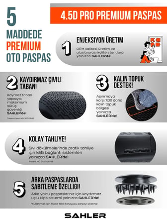 Sahler Ford Kuga 2020+ Uyumlu 4.5D Premium Havuzlu Oto Paspas Ve Liner Marka 3D Bagaj Havuzu