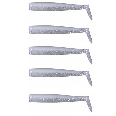 Sandeel Pearl Silver 10cm 7gr levrek silikonu 5 Adet