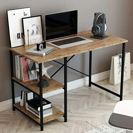 Reyo Falez 2 Raflı Çalışma Masası 60x120 - Bilgisayar Ofis Ders Masası Ceviz