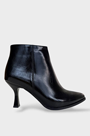 Topuklu Fermuarlı Kadın Bot (8 Cm) SİYAH - SİYAH