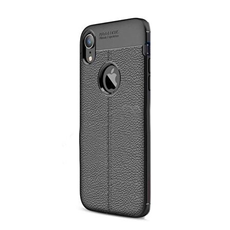 Gpack Apple iPhone Xr Kılıf Niss Silikon Deri GörünümlüNano Glass