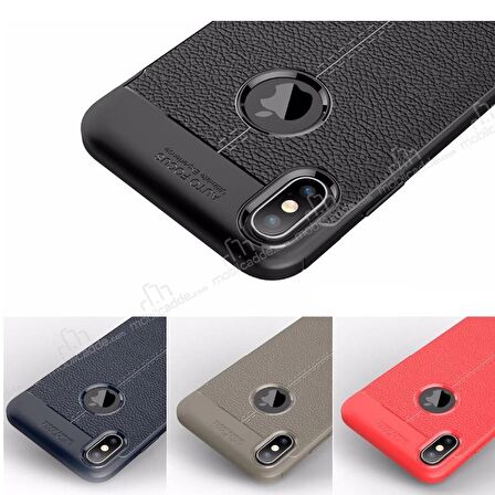 Gpack Apple iPhone Xr Kılıf Niss Silikon Deri GörünümlüNano Glass