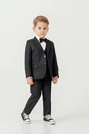 Mini Gentleman Erkek Çocuk Takım Elbise - 5 Parça (Ceket, Yelek, Gömlek, Pantolon, Papyon)